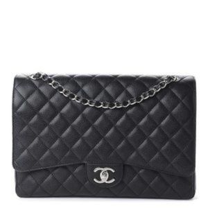 Chanel Classic Double Flap Quilted Silver-Tone
